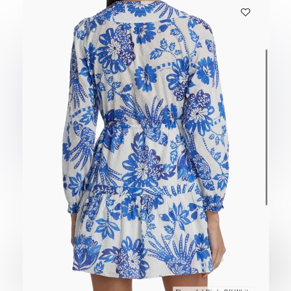 FARM RIO Flowerful Birds Cotton Minidress, Size Large - Picture 2 of 4